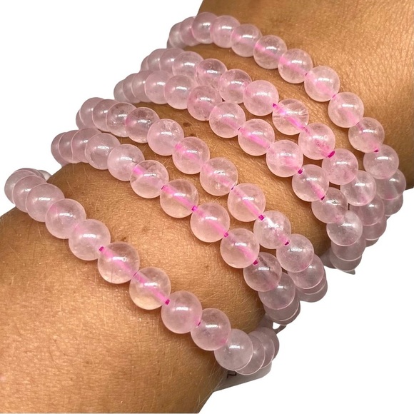 6mm Rose Quartz Beaded Stretch Bracelet Natural Stone Gemstone Crystal Boho Pink - Picture 5 of 5